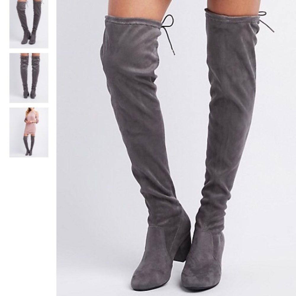 Knee Length Gray Boots